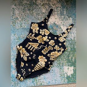 Vintage 90s Together! cotton abstract floral bodysuit, size 12 large